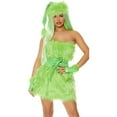thumbnail image 2 of FEIFLY Women Green Furry Dresses For Halloween & Christmas Dress Up Solid Color Festival Clothing, 2 of 4