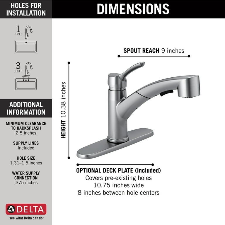 Delta Collins Arctic Stainless 1-Handle Deck-Mount Pull-Out Handle Kitchen Faucet (Deck Plate Included) Delta Collins Arctic Stainless 1-Handle Deck-Mount Pull-Out Handle Kitchen Faucet (Deck Plate Included)