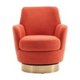 thumbnail image 3 of Hassch Modern Upholstered Teddy Swivel Barrel Chair with Gold Metal Base, 360° Rotating Comfy Accent Chair for Living Room & Reading Corner (Orange), 3 of 8