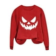 thumbnail image 3 of Feancey Cute Halloween Sweatshirts for Women Holiday Funny Graphic Pullover Sweatshirt Teen Girl Long Sleeve Crewneck Tops Red M, 3 of 5