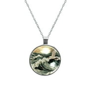 Seagull Women's Glass Circular Pendant Necklace - Stylish Jewelry for Everyday Wear