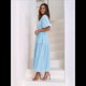 thumbnail image 5 of Vestido Midi Fluido de Corte A con Escote en V Profundo, Corta Abullonada, Cintura Alta Elástica y para Mujer Azul XL, 5 of 9