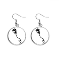 thumbnail image 1 of Plug Cable Charging Cable Black Pattern Ear Dangle Silver Drop Earring Jewelry Woman, 1 of 3