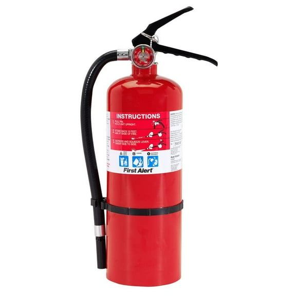 First Alert Pro5 Rechargeable Heavy Duty Fire Extinguisher - UL Rated 3-A:40-B:C - Red, 1-Pack