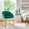thumbnail image 4 of CRXX Flower Velvet Vanity Chair, Modern Side Chair Armchair with Golden Metal Legs for Living Room/Dressing Room/Bedroom/Home Office/Kitchen, Green, 4 of 10
