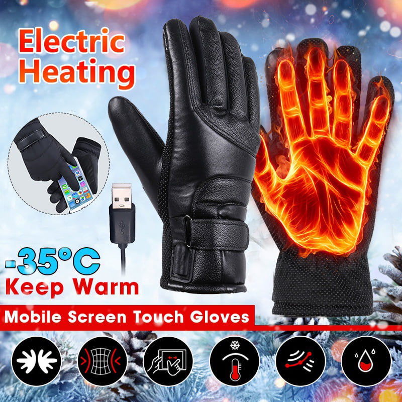 Winter Electric Heated Gloves Windproof Cycling Warm Heating Touch Screen 