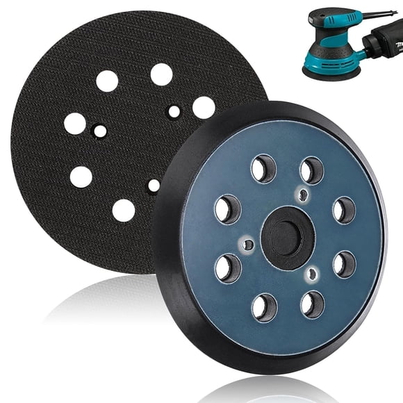 5 Inch Orbital Sander Pads 8 Hole Replacement Sander Backing Pad 2 Pcs Hook & Loop Base Durable Rubber Sander for Makita M9204 BO5030 BO5031 DBO180Z BO8041 DBO180RMJ BO5041 BO5010 BO5011 BO5012