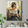 thumbnail image 4 of Woman Reading Newspaper Decorative Painting/Canvas Art， Suitable for Living Room，Woman with Bun Hairstyle Art， Newspaper Reader Artwork， Impressionist Style Painting， Modern Home Decor Canvas Art, 4 of 8