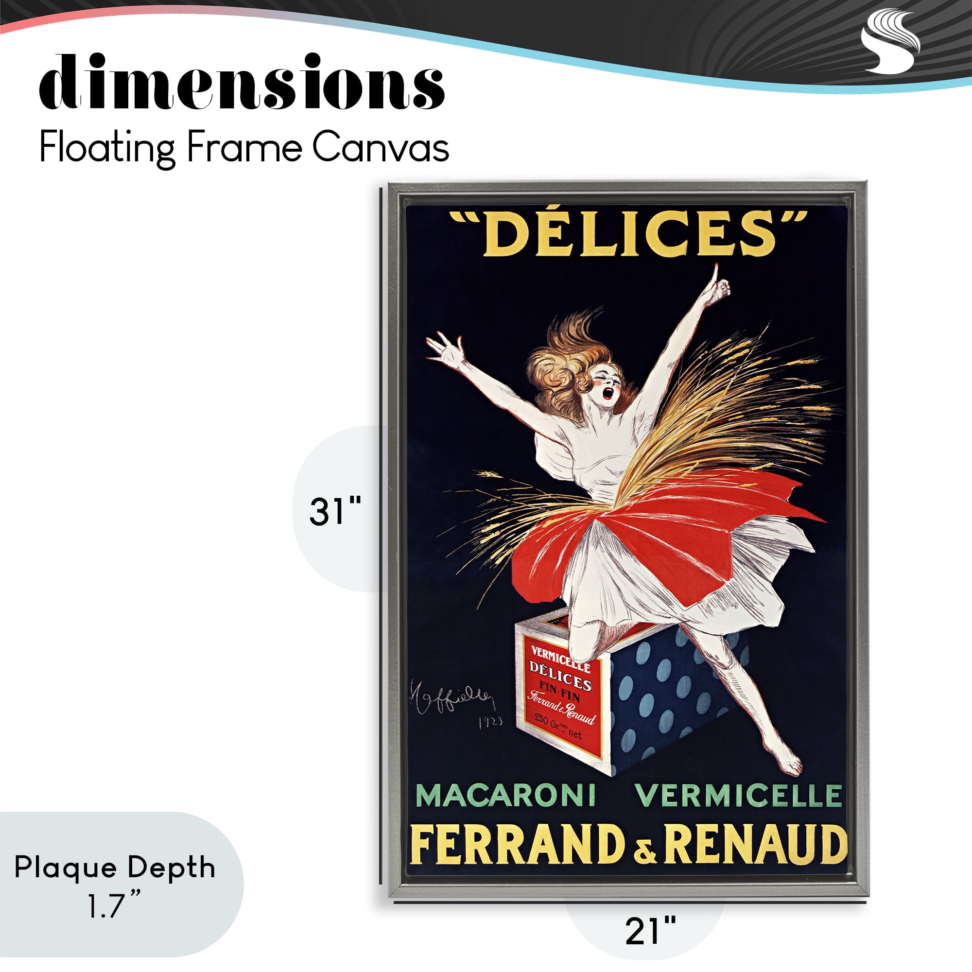 Stupell Industries Vintage Dancer Food Advertisement Gray Framed Floater Canvas Wall Art, design by Leonetto Cappiello