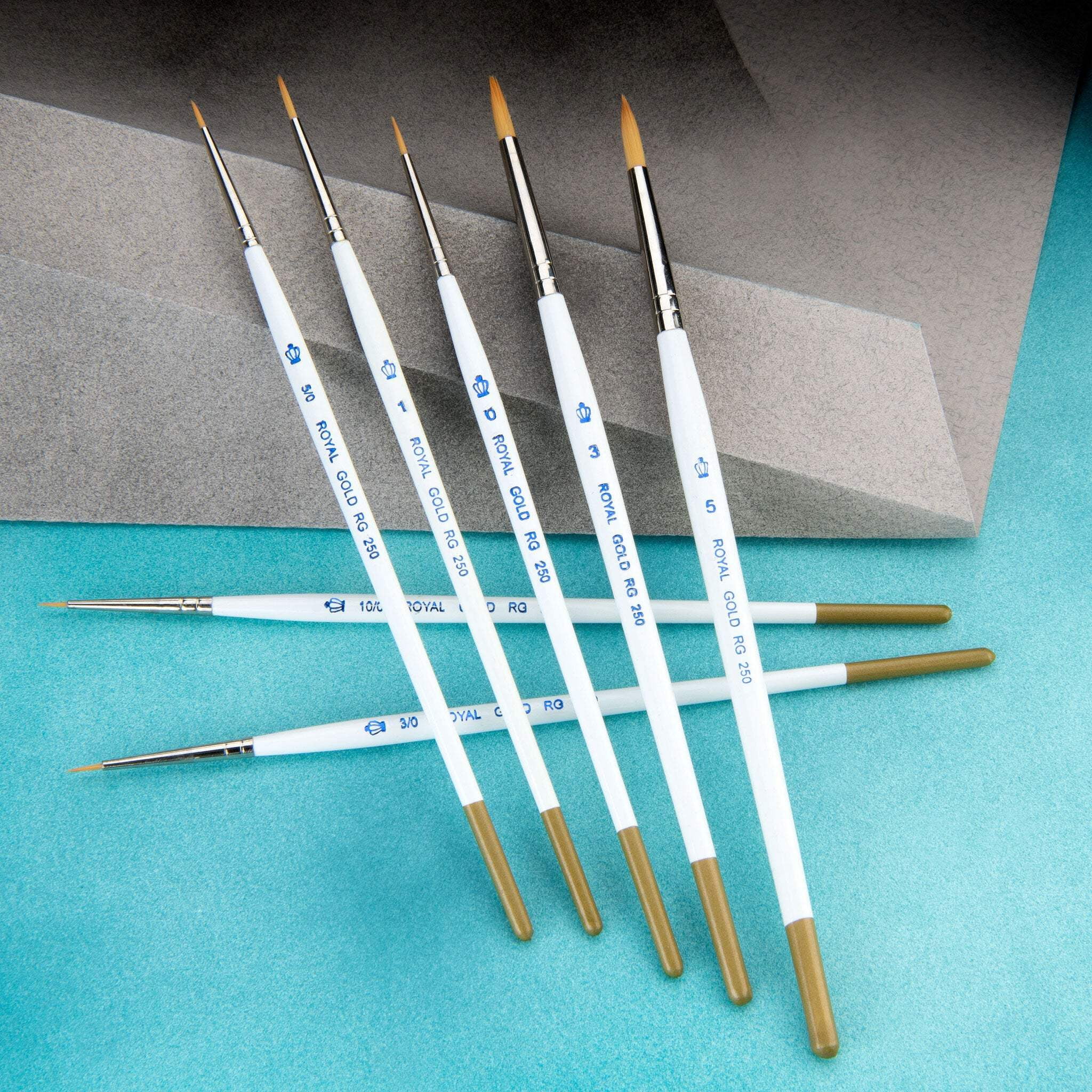 Royal & Langnickel Royal Gold Short Handle Paint Brush Set, Detail, 7-Piece