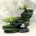 thumbnail image 3 of Adorno de acuario, cueva de roca, paisaje, piedra Artificial con vista a la montaña, decoración de pecera con árbol de musgo, 3 of 5
