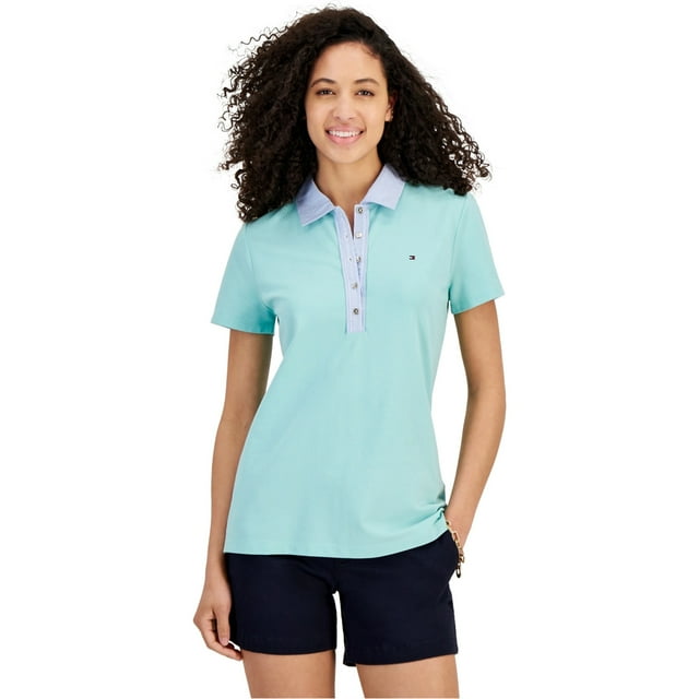 Tommy Hilfiger Polo à Bordure Contrastée pour Femmes, Multicolore, Très Petit