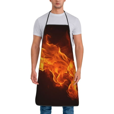 

Jgfou Fiery Orange Flames Energy Print Anti-fouling Apron for Men Women Waterproof Oil-Proof Kitchen Apron with Adjustable Straps Pocket and No-Pill No-Fade Fabric