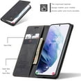 thumbnail image 2 of Wallet Case for Samsung Galaxy S21 Plus 5G, Premium PU Leather Case Vintage Matte Wallet Flip Cover [Card Slots] [Magnetic Closure] Stand Function Folio Shockproof Full Protection - Black, 2 of 7