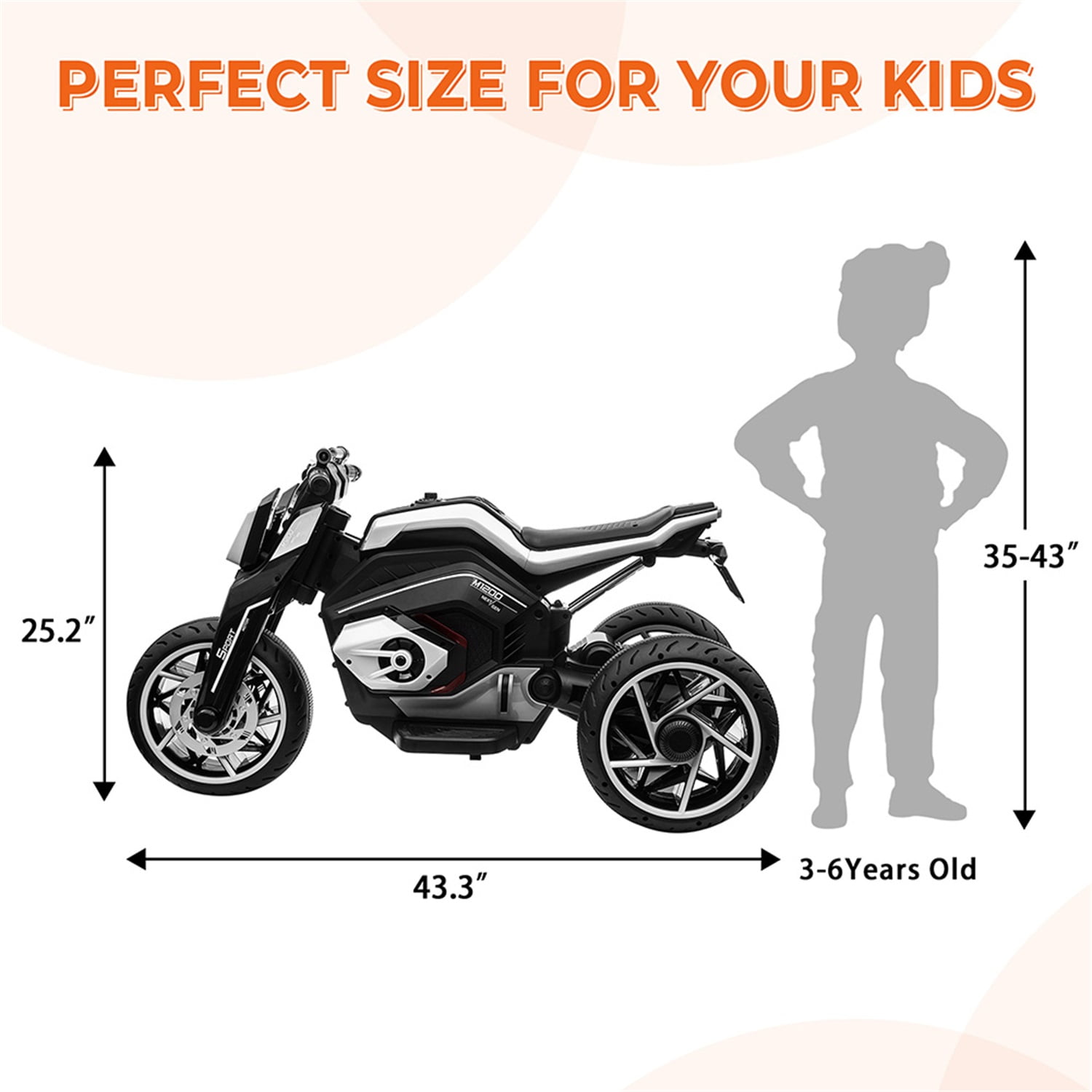CIPACHO 12V Three Wheel Ride On Motorcycle, Kids Electric Motorbike Car with Horns, LED Lights, Gift for Kids 3-8 Years, White CIPACHO 12V Three Wheel Ride On Motorcycle, Kids Electric Motorbike Car with Horns, LED Lights, Gift for Kids 3-8 Years, White