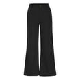 thumbnail image 4 of Plebaso Pants for Women Plus Size Casual Solid Color Low Waist Button Zipper Pants with Pockets Women's Wide Leg Pants, 4 of 5