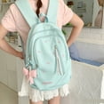 thumbnail image 5 of Nylon School Backpack, Lightweight Backpack with Bow Pendant, Spacious Trendy Backpack for Travel College Work, Light, 5 of 6