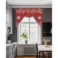 thumbnail image 3 of Christmas Snowflakes Swag Valances for Windows, Small Curtains Drapes, Winter Xmas Pine Leaf Red on Linen Kitchen Window Curtains Over Sink Window Treatment Valance for Bedroom/Bathroom 56"x36", 3 of 5