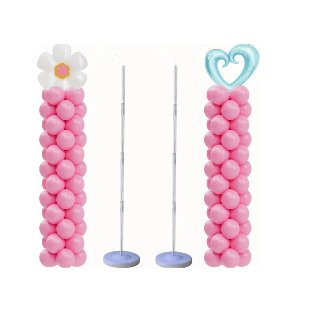 2pz Kit De Columna Portátil Con Base,soporte Para Globos Xtellar plateado