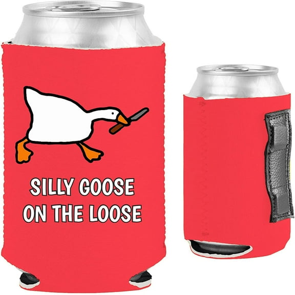 Silly Goose On The Loose Funny Magnetic Can Coolie (Neon Pink)