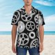 thumbnail image 2 of Fotbe Metallic Gears Camisa Hawaiana para Hombre Unisex – Camisa Casual de Verano con Botones de Manga Corta de Algodón y Lino,X-Large, 2 of 7