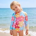 thumbnail image 1 of Girl Rash Guard Swimsuits Long Sleeve Sun Protection Fashion Toddler Bathing Suit 18-24 Months, 1 of 8