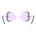 thumbnail image 4 of Womens Heavy Sparkle Rhinestone Heart Butterfly Rimless Sunglasses Gold Solid Purple, 4 of 4