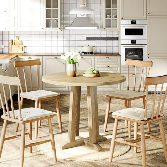 Tribesigns Small Round Dining Table for 2-4 People,  31.5-Inch Farmhouse Kitchen Table with Sturdy  Base for Dining Room, Small Space
