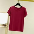 thumbnail image 2 of Hrsba Women's Sleep Shirt Solid Color Short Sleeve Lightweight Crew Neck T-Shirt Sleepwear Top, 2 of 5