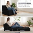thumbnail image 4 of Sofá cama plegable con almohada, espuma viscoelástica, silla convertible con funda lavable, futón para sala de estar, recámara, uso de invitados, oficina en casa, departamento, color negro, 4 of 4