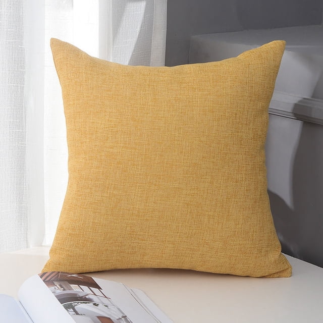 Xiao Hua 3 fundas de almohada de algodón y lino de color liso. Clásicas y atemporales, fundas de almohada sencillas de color puro, que combinan con cualquier cama. 23,62 x 31,5 pulgadas (amarillo).