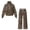 Brown Leopard, variant on Gray Black Polka Dot Women's Loungewear Sets Funnel Neck Long Sleeve Sweatshirt Wide Leg Drawstring Sweatpants with Pockets Soft Casual Matching Sweatsuit 2 Piece Sets