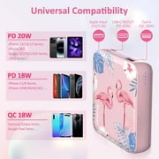 Yoobao Portable Charger 20W 10000mAh Cute USB-C in & Out Power Bank Fast Charging, PD 3.0+QC 4.0 High-Speed Charging Phone Battery Pack for iPhone 14 13 12Pro Max iPad Samsung (Pink Flamingo)