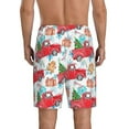thumbnail image 2 of Balery Watercolor Red Truck And Fir Tree Men's Cotton Knit Pajama Shorts Waistband & Pockets,Short Pajama Pants-Large, 2 of 8