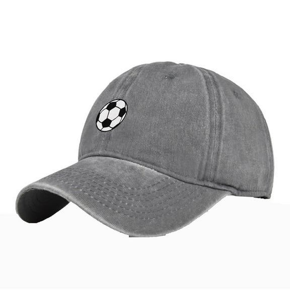 Xfvqtps Mens and Womens Baseball Cap Football Print Wash Color Retro Style Adjustable Size Breathable Sunscreen Sunshade Outdoor Sports Beach Summer Canvas Sun Hat Gray