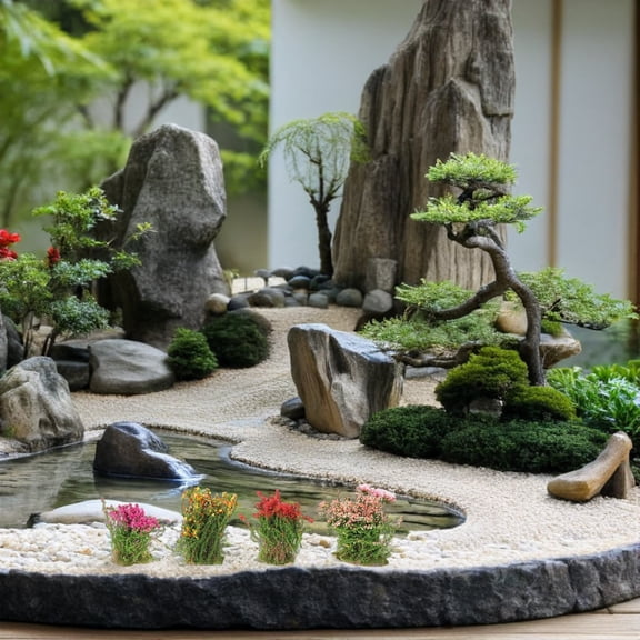 OULII Assorted Color Simulated Green Plants for Sand Table Decoration Plastic Miniature Flower Clusters 7pcs