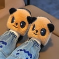 thumbnail image 4 of New Winter Warm Cartoon Cute Panda Indoor Mule Soft Non-slip Kids Fluffy Slippers for Boys And Girls Children Home Cotton Shoes (Khaki,24-25), 4 of 7