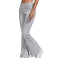 thumbnail image 3 of Women'S Flare Skinny Pants Fold over Leggings Bell Bottom Slim Fit Yoga Pants Y2k Joggers Light Gray S, 3 of 8