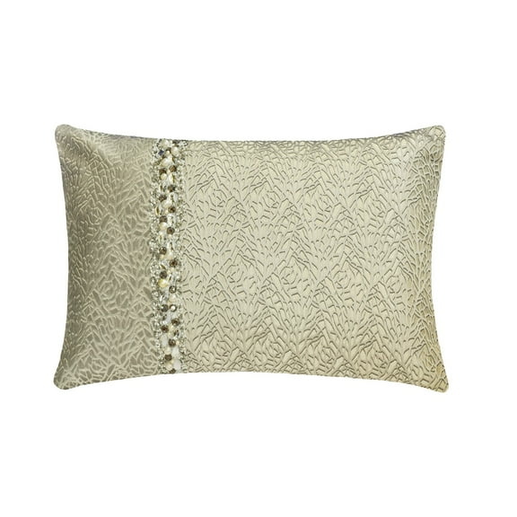 The HomeCentric Decorative Lumbar Pillow Cover Silver & Ivory 12"x16" (30x40 cm) Jacquard Pearl, Crystal, Bead Oblong Pillow Cover, Abstract Modern Style - Luminous Jewels