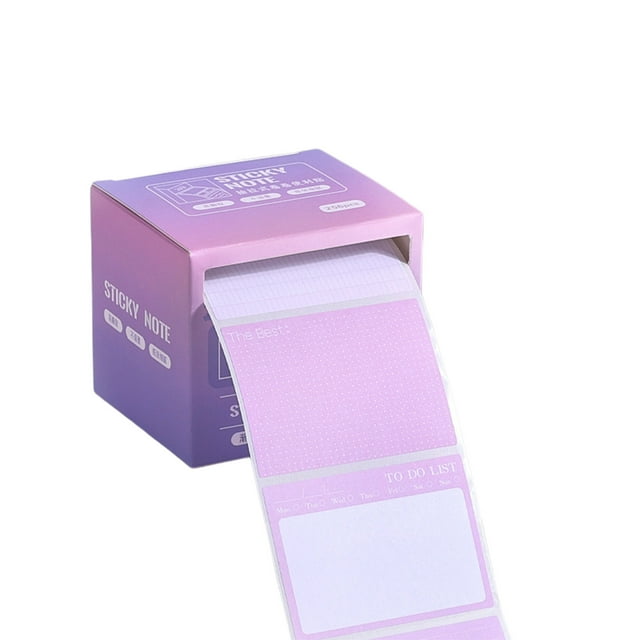 HHBEAUTY Full Adhesive Notes Roll Tape with Pull Out Dispenser Boxes, 256 Sheets Sticky Notes 1.7 x 2.4 Inch, Self-Stick Memo Pads Sticker Label for Noting Writing, Purple