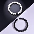 thumbnail image 5 of Distancia de pareja para él y para ella, ágata negra mate, cuentas naturales blancas, pulsera de piedra, regalo Heilwiy, 5 of 5
