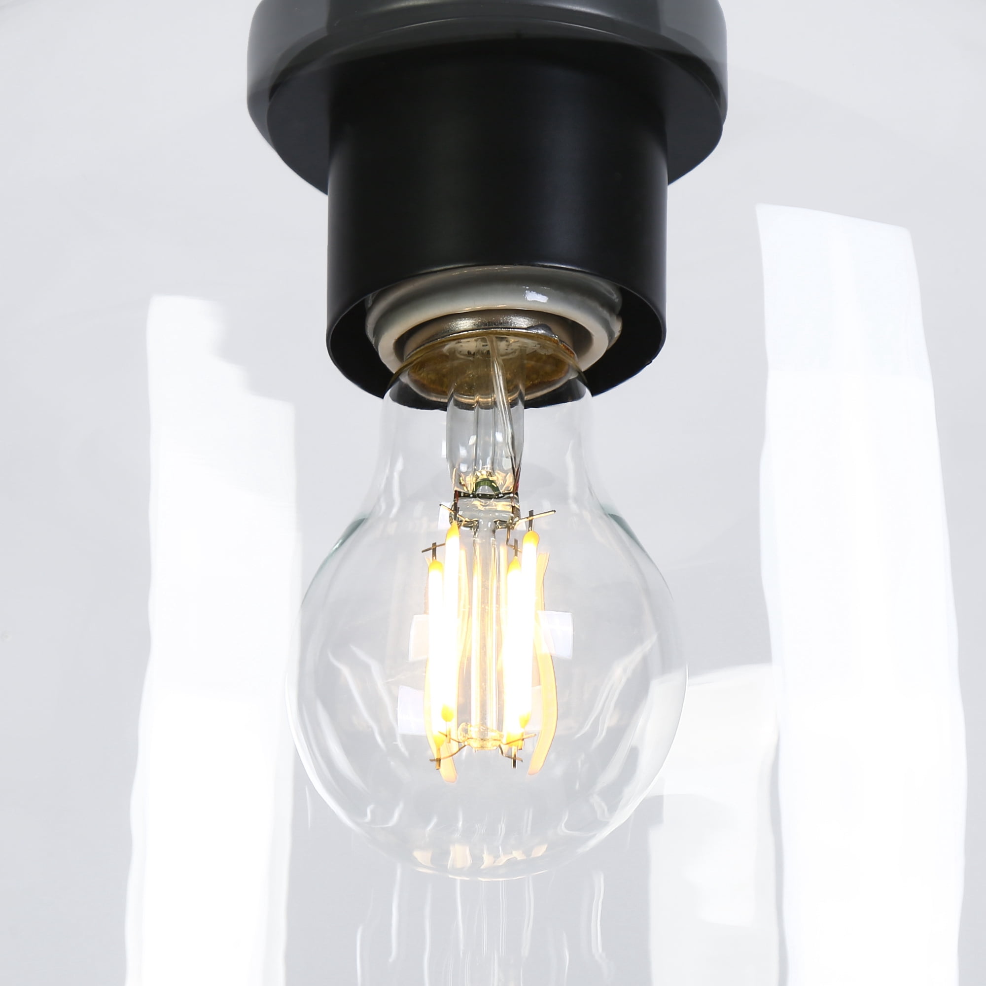LNC Matte Black Modern/Contemporary Clear Glass Dome LED Medium Hanging Pendant Light