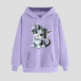 thumbnail image 2 of Oalirro Purple Womens Long Sleeve Drawstring Hoodies Heart Print Pullover Valentine's Day Gift for Her, 2 of 6