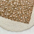 thumbnail image 3 of Set of 2, Valentine's Day special beaded placemat, Peach gold heart shape, round mat, 3 of 4
