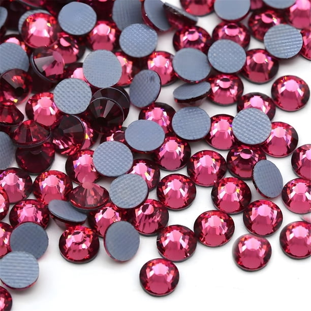 Hotfix Rhinestones Flatback Glass Rhinestone 1440PCS SS16 0.146-0.154 in Gemas redondas para uñas Arte Glitter Cristales Piedra DIY Bolsas Ropa Zapatos (Rosa Rojo)