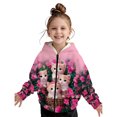 thumbnail image 3 of Girls Cute Cartoon Cat Print Zip Up Hoodie Jacket, Kids Full Zip Long Sleeve Hooded Coat for Fall Daily Casual Outdoor Wear(Hot Pink,9-10 Years), 3 of 6