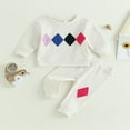 thumbnail image 2 of Tenues d'Automne pour Garçons Motif Géométrique Col Rond Manches Longues Chandails en Molleton et Pantalons Longs Ensemble 2 Pcs 2-3 Ans, 2 of 7