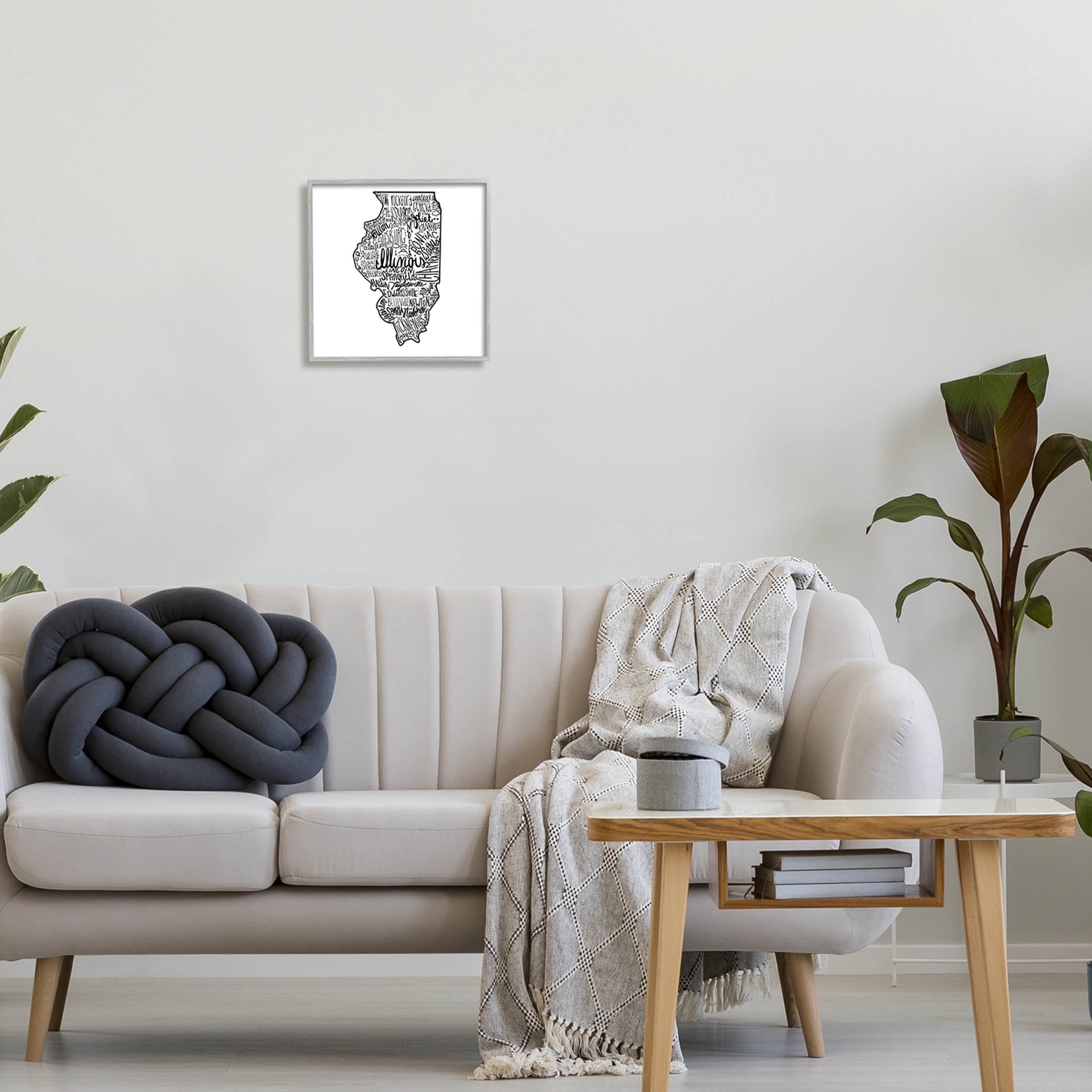 Stupell Industries Illinois US State Typography Map Shape Graphic Art Gray Framed Art Print Wall Art, Design by The Saturday Evening Post