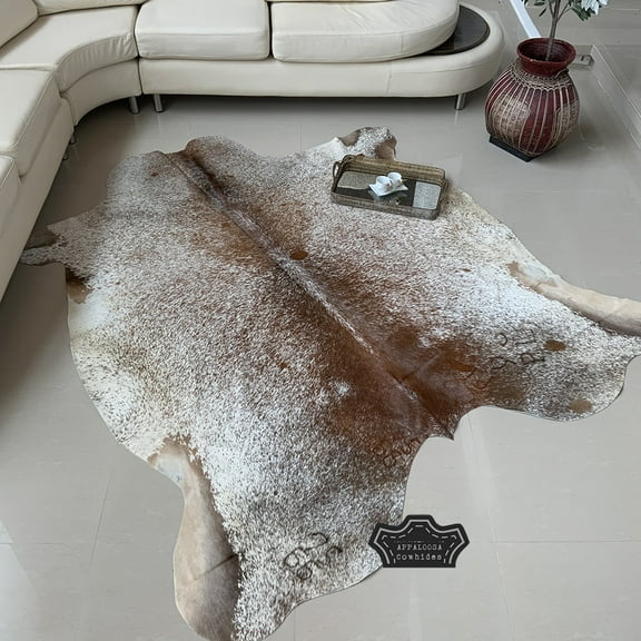 Brown Speckled Cowhide Rug, 5x7 ft, Genuine Leather, Natural Cowhide for Modern & Rustic Decor