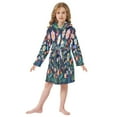 thumbnail image 6 of FORMRS Niños Bathrobe Unisex Hooded Robe Soft Plush Pajamas Sleepwear, Size 7-9T, Bloom Flowers, 6 of 7